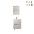 Ruimtebesparend badkamermeubel 60 cm met wastafel en LED-spiegel Lissabon 60 Aanbieding
