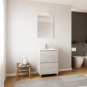 Meuble salle de bain peu encombrant lavabo 60cm miroir LED Lisbonne 60 Remises