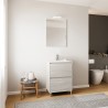 Meuble salle de bain peu encombrant lavabo 60cm miroir LED Lisbonne 60 Remises