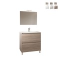 Modern vrijstaand badkamermeubel 80 cm met wastafel en spiegel Lissabon 80 Aanbieding