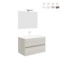 Moderne hangende badkamerkast 80 cm met wastafel en spiegel Easy 80 Aanbieding