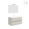Badkamermeubel 90 cm met wastafel en spiegel met LED-verlichting Easy 90 Aanbieding