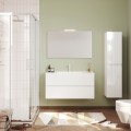 Glanzend wit badkamermeubel 100 cm met spiegel en wastafel Easy 100 Aanbieding