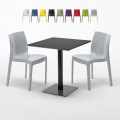 Vierkante tafel 70x70 cm met 2 gekleurde stoelen Ice Kiwi Aanbieding