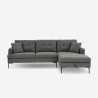 Canapé d'angle 3 places avec méridienne et coffre en tissu gris Agadir Remises