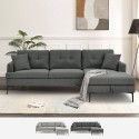 Canapé d'angle 3 places avec méridienne et coffre en tissu gris Agadir Vente