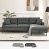Canapé d'angle 3 places avec méridienne et coffre en tissu gris Agadir Vente