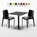 Vierkante tafel 70x70 cm met 2 gekleurde stoelen Ice Kiwi Kortingen