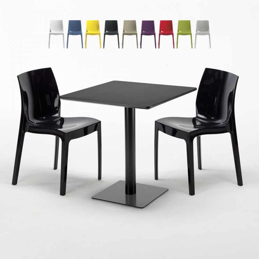 Vierkante tafel 70x70 cm met 2 gekleurde stoelen Ice Kiwi Kortingen Vierkante tafel 70x70 cm met 2 gekleurde stoelen Ice Kiwi Kortingen