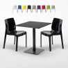 Vierkante tafel 70x70 cm met 2 gekleurde stoelen Ice Kiwi Kortingen