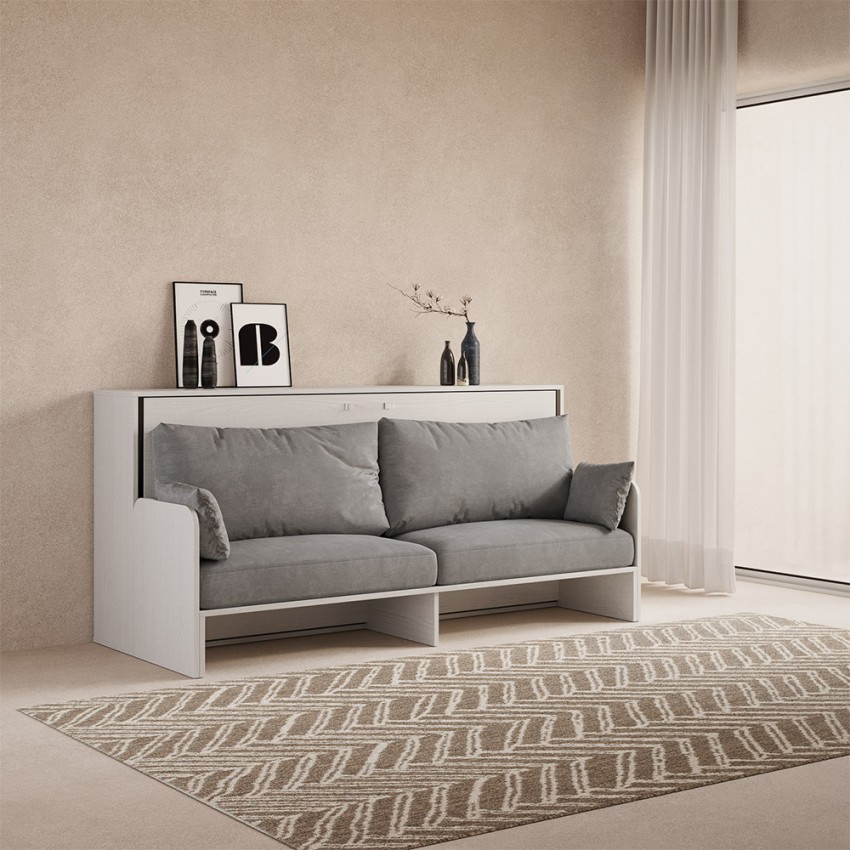 Inklapbaar ruimtebesparend bed met witte sofa en matras Kando Sofà MBF Aanbieding