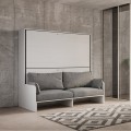 Opklapbaar stapelbed met witte bank en ruimtebesparend design Kando Sofà 2MBF Aanbieding