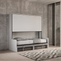 Opklapbaar stapelbed met witte bank en ruimtebesparend design Kando Sofà 2MBF Voorraad