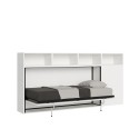 Lit escamotable avec matelas simple armoire étagères blanc Kando A Vente