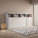 Lit escamotable avec matelas simple armoire étagères blanc Kando A Réductions