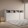 Lit escamotable avec matelas simple armoire étagères blanc Kando A Réductions