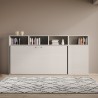 Lit escamotable avec matelas simple armoire étagères blanc Kando A Catalogue