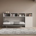 Lit escamotable avec matelas simple armoire étagères blanc Kando A Remises