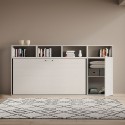 Inklapbaar bed met eenpersoonsmatras en witte kastplanken Kando A Voorraad