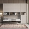 Lit escamotable gain de place horizontal matelas simple blanc Kando C Remises