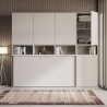 Lit escamotable gain de place horizontal matelas simple blanc Kando C Choix