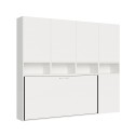 Lit escamotable gain de place horizontal matelas simple blanc Kando C Offre