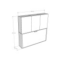 Lit escamotable horizontal avec armoire blanc Kando D Dimensions