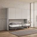 Lit escamotable horizontal avec armoire blanc Kando D Promotion