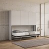 Lit escamotable horizontal avec armoire blanc Kando D Promotion