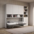 Lit escamotable blanc avec matelas simple horizontal gain de place Kando E Promotion