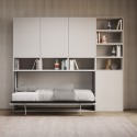 Lit escamotable blanc avec matelas simple horizontal gain de place Kando E Remises