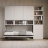 Lit escamotable blanc avec matelas simple horizontal gain de place Kando E Remises