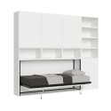 Lit escamotable blanc avec matelas simple horizontal gain de place Kando E Vente