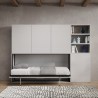 Lit escamotable simple horizontal avec bibliothèque blanc Kando F Remises