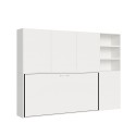 Lit escamotable simple horizontal avec bibliothèque blanc Kando F Offre