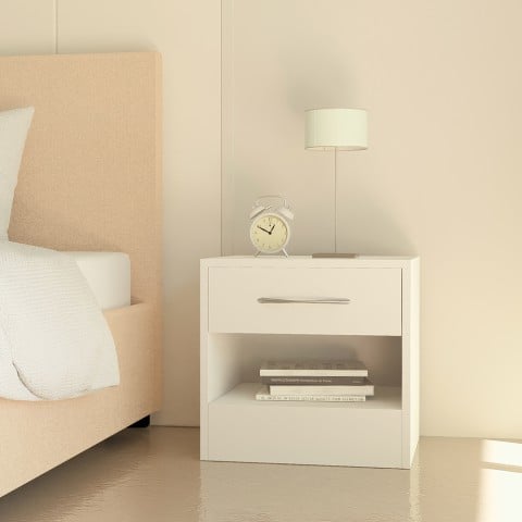 Modern wit nachtkastje Selina met 1 lade voor slaapkamer/kinderkamer. Aanbieding