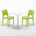 Table carrée 70x70 blanche avec 2 chaises colorées Paris Meringue Caractéristiques