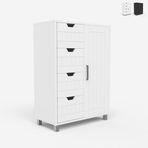 Meuble de salle de bain et chambre armoire 4 tiroirs 2 étagères Rendel Promotion