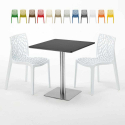 Vierkante tafel 70x70 cm met 2 gekleurde stoelen Gruvyer Rum Raisin Aanbod
