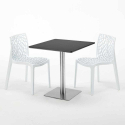 Vierkante tafel 70x70 cm met 2 gekleurde stoelen Gruvyer Rum Raisin 
