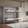Lit superposé escamotable double blanc moderne avec armoire Kando H Promotion
