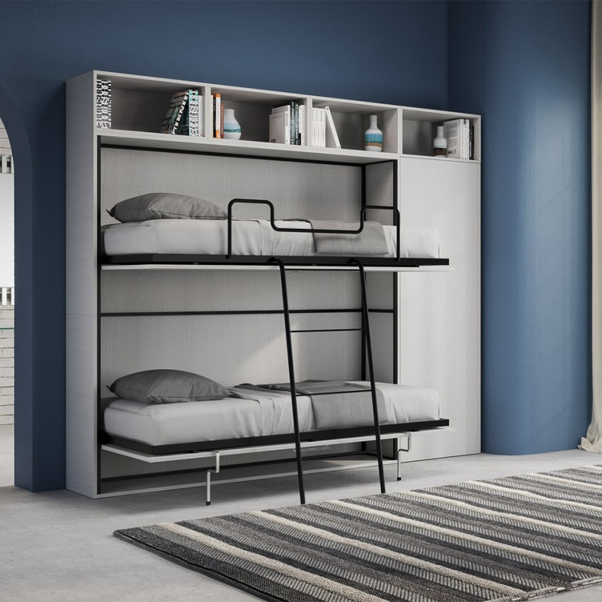Horizontaal opklapbaar stapelbed met ruimtebesparende kast Kando I Aanbieding Horizontaal opklapbaar stapelbed met ruimtebesparende kast Kando I Aanbieding