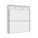 Lit superposé escamotable design moderne gain de place blanc Kando L Offre