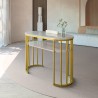 Table manucure effet marbre blanc métal doré 110x45x80cm Monika Vente