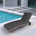 Transat de jardin inclinable en rotin avec roues Hooma Offre