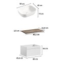 Meuble de salle de bain suspendu cuve blanche tiroir et lavabo Wiki 80 Réductions