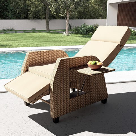 Fauteuil relax voor buiten tuin in rattan, manueel verstelbaar: Sanremo Aanbieding