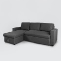 Canapé d'angle convertible 3 places méridienne et coffre en tissu Positis Offre