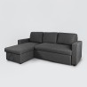 Canapé d'angle convertible 3 places méridienne et coffre en tissu Positis Offre