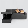 Canapé d'angle convertible 3 places méridienne et coffre en tissu Positis Remises